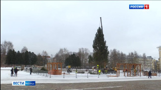 На главное площади республики установили новогоднюю елку