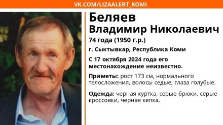 В Сыктывкаре пропал 74-летний мужчина